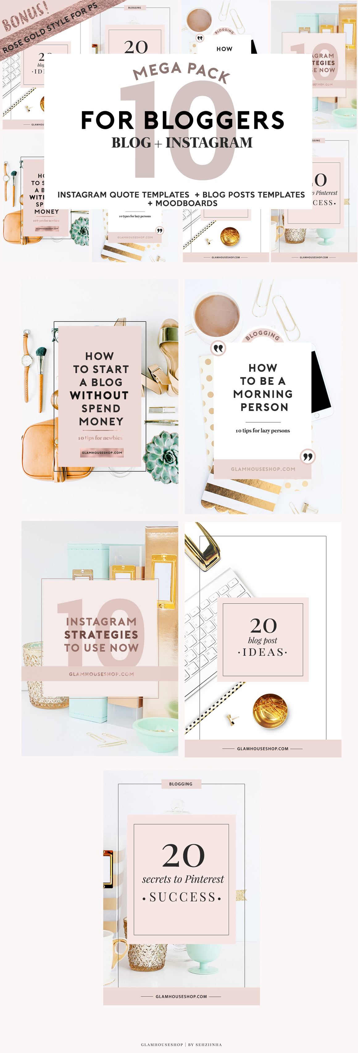 Mega pack for bloggers of blog and Instagram templates
