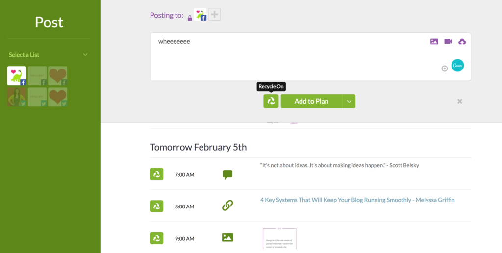 Scheduling social media posts on Post Planner
