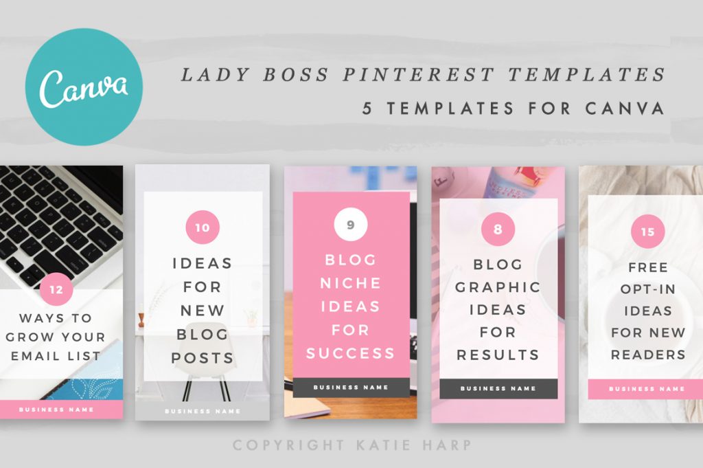 Lady Boss Pinterest Templates for Canva