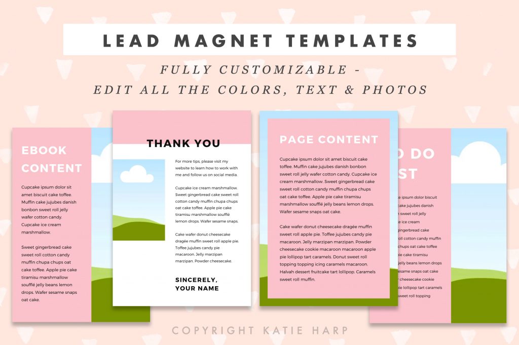 Pink lead magnet templates for Canva