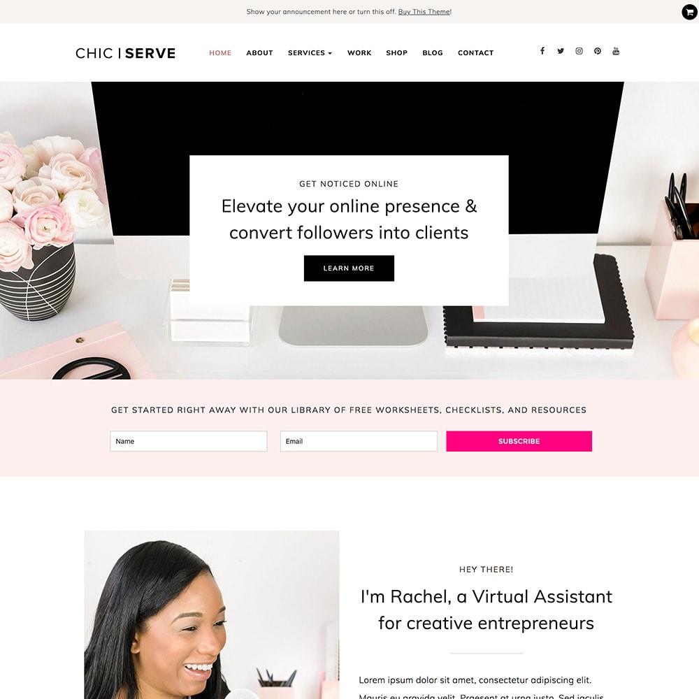 Pink Bluchic WordPress theme