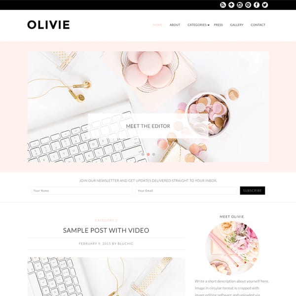 Bluchic Olivie WordPress theme