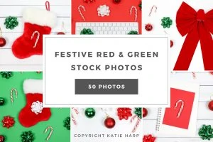 Festive red and green decorations