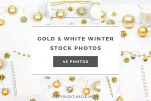 Gold and white winter decorations