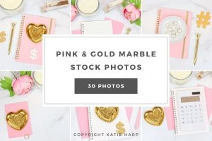 Pink and Gold Marble Stock Photos