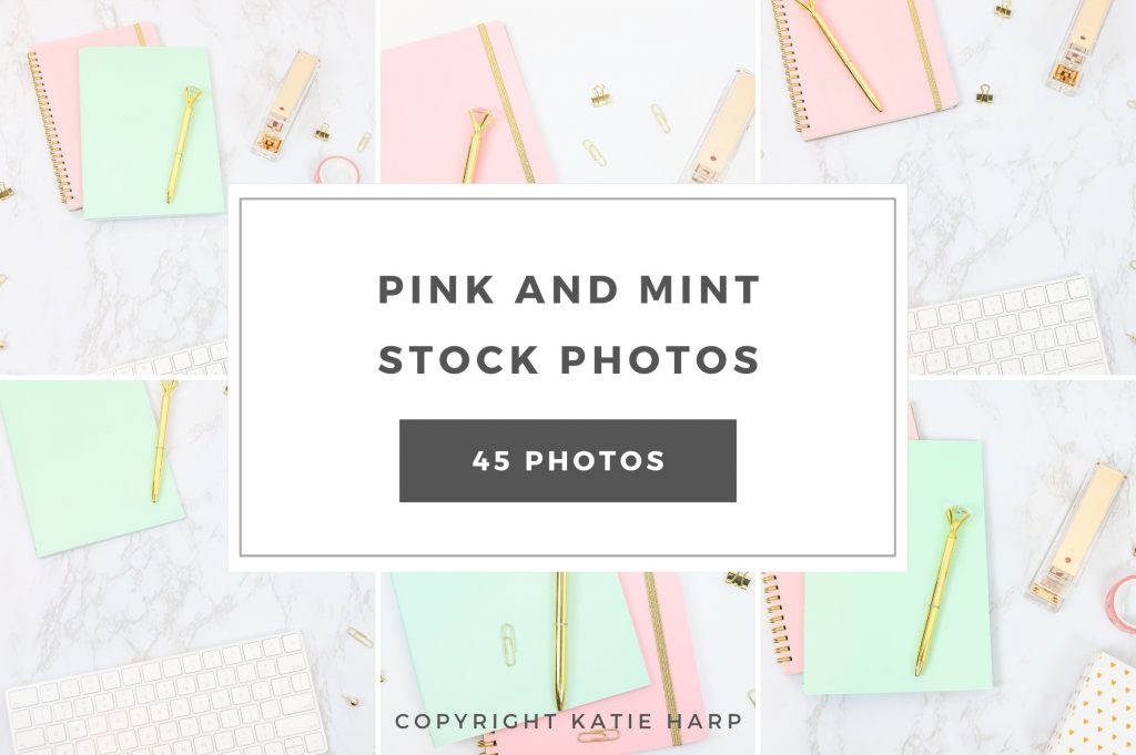Pink and mint stock photos