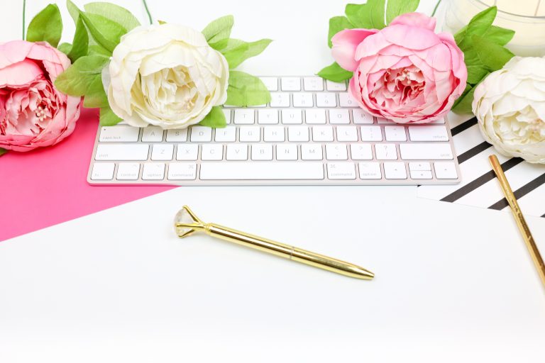 Hot pink and black office supplies