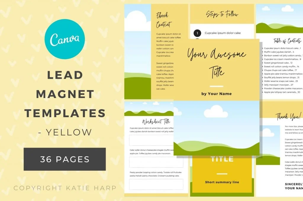 Yellow Canva lead magnet templates