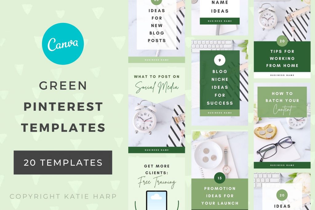 Green Pinterest Templates for Canva