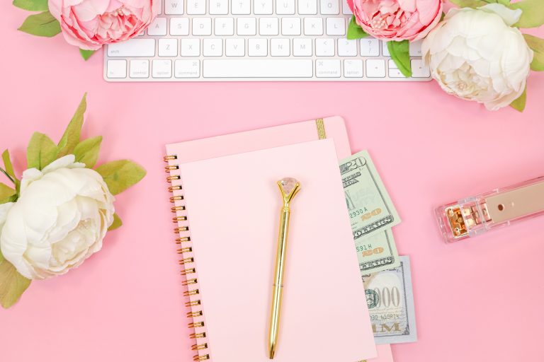 Light pink office supplies