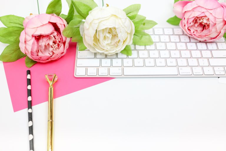 Hot pink and black office supplies