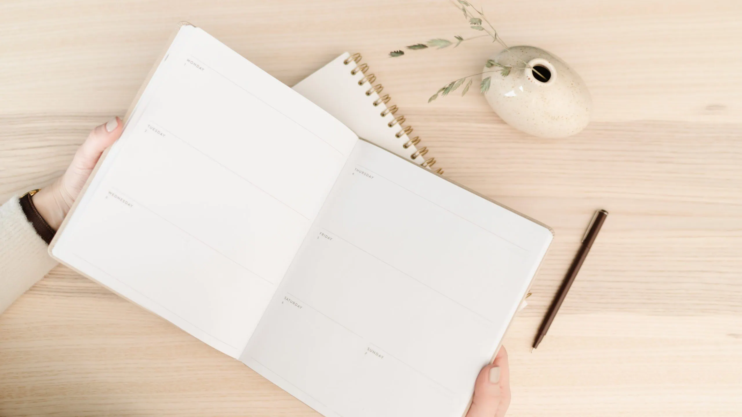 Notebook on a wooden desk