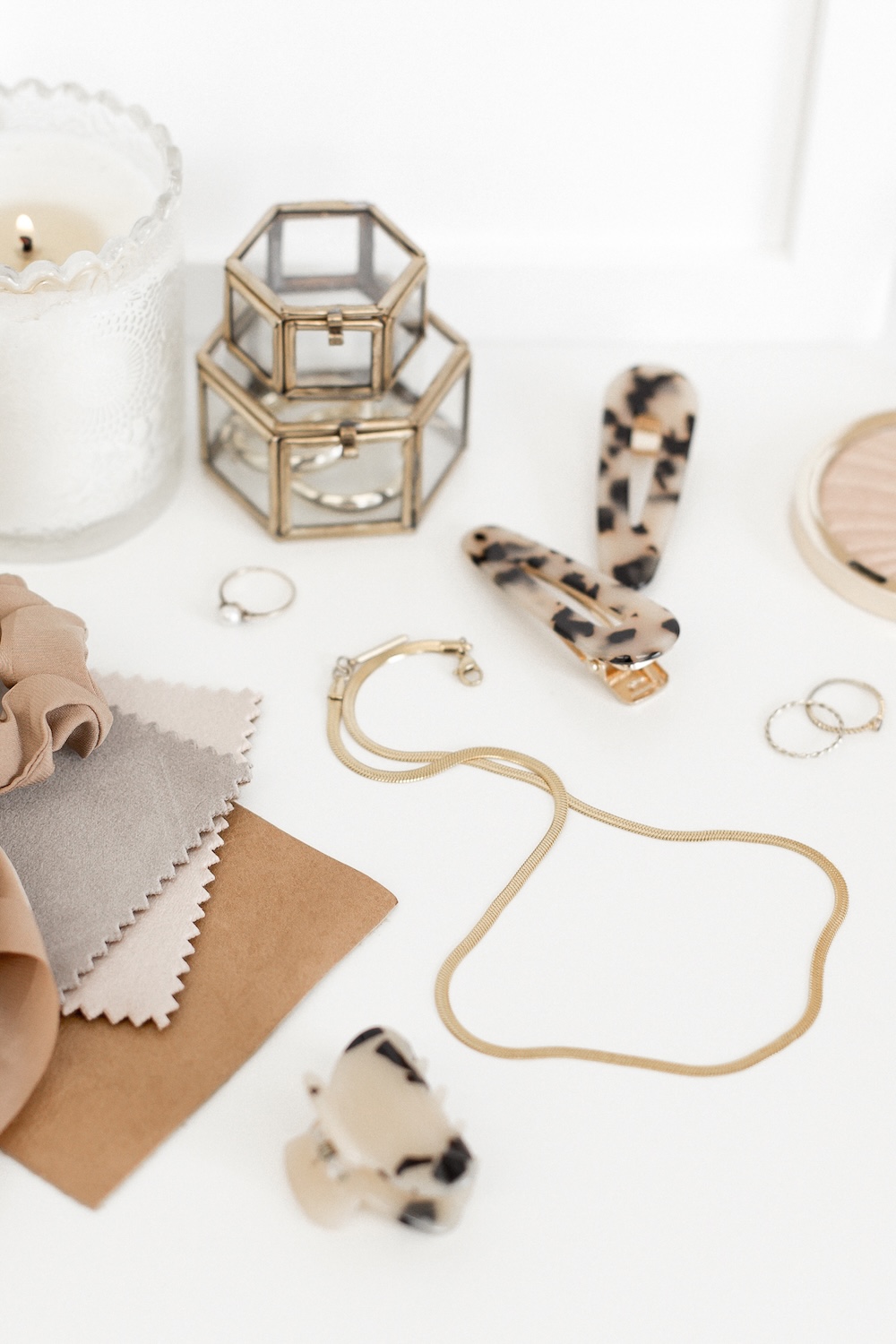 Hair clips, necklace, and accessories