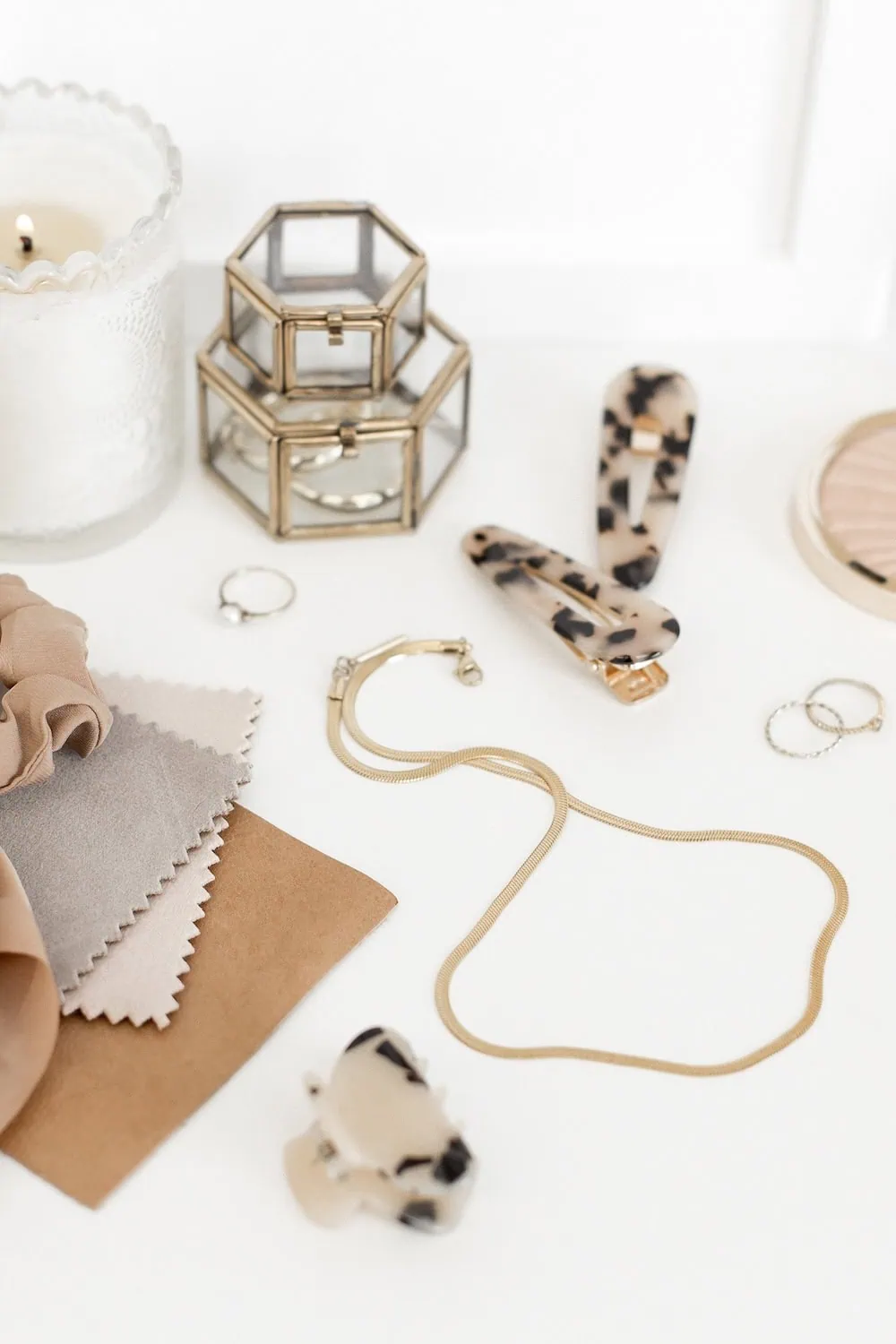 Hair clips, necklace, and accessories