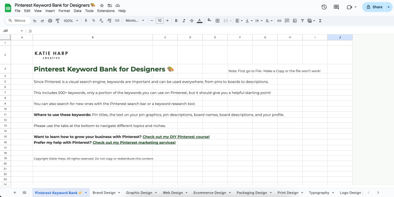 Keyword Bank for Designers Preview